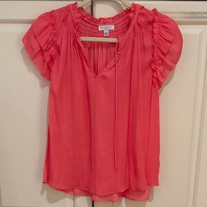 Current Air Coral Ruffle Sleeve Blouse